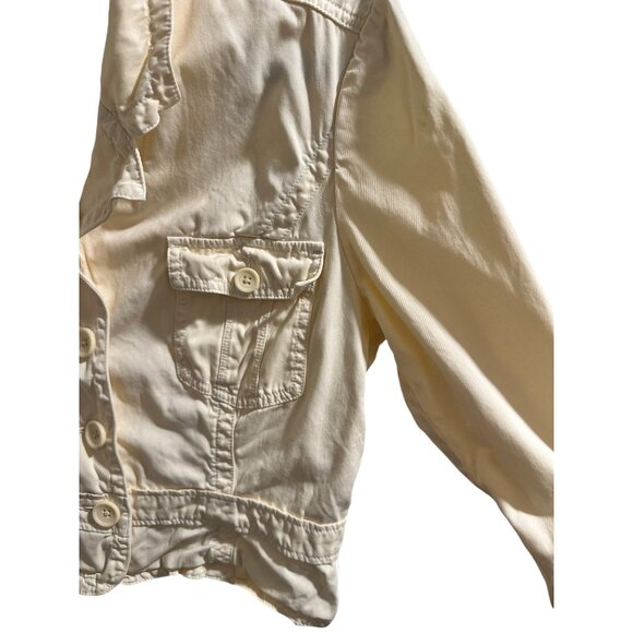 ✌️ 2/$40 Vintage Style Halogen Cream Button-Up Jacket With Collar & Pockets sz L - Picture 5 of 11